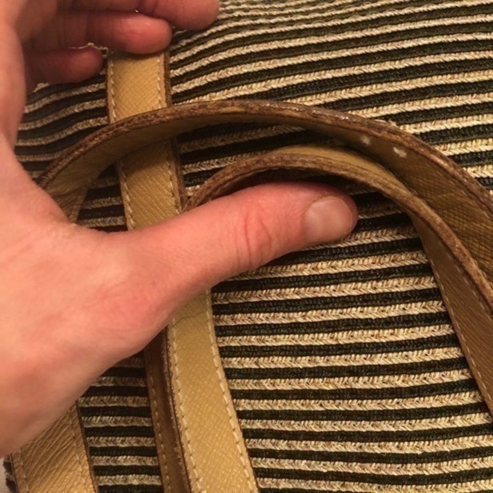 ERIC JAVITS wicker black tan tote shoulder bag - Picture 7 of 16